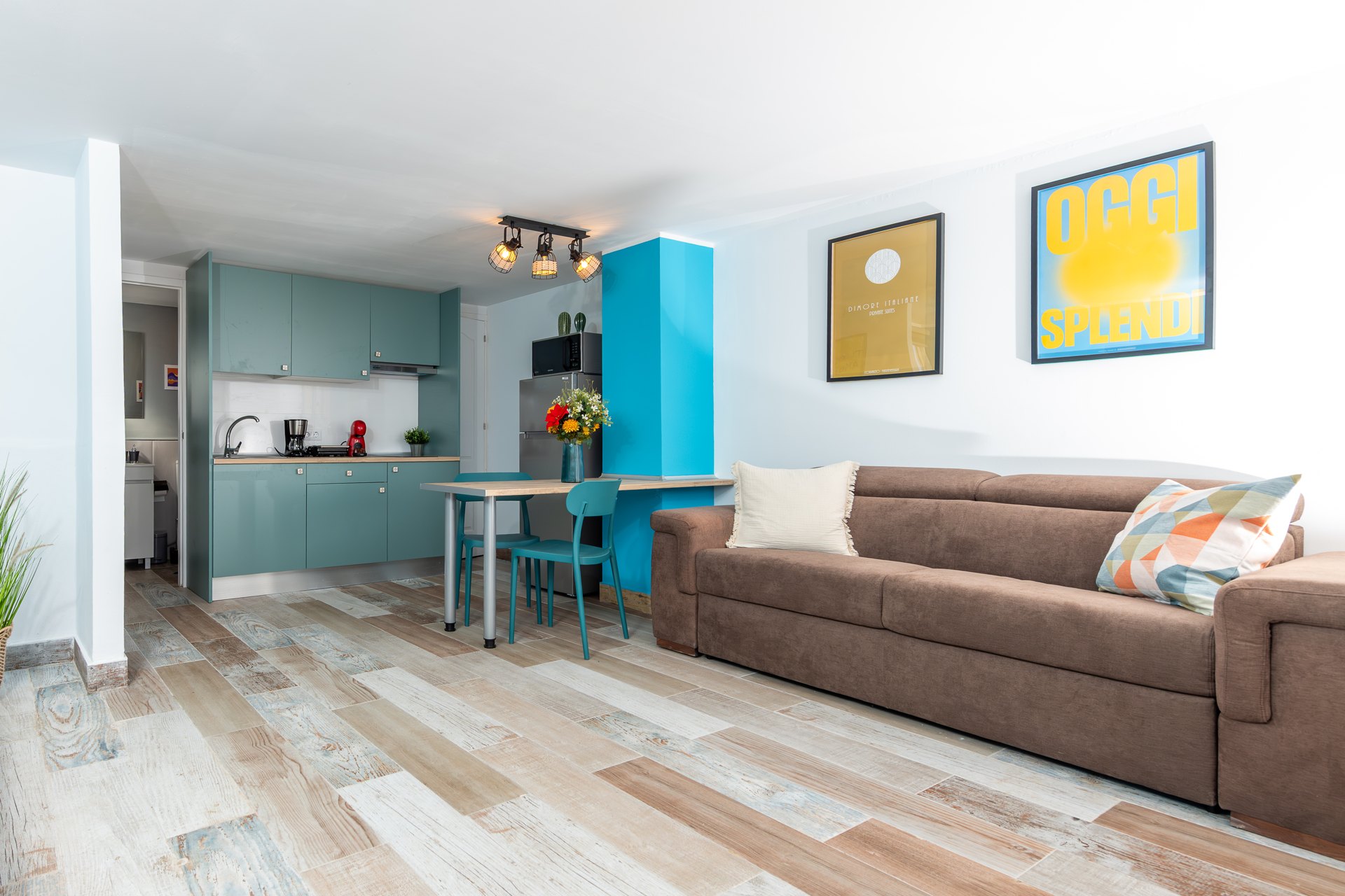 Loft with private terrace · Living area with sofa bed
